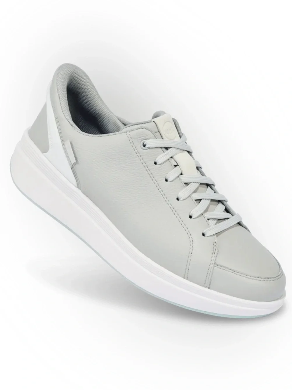 Kizik Sydney 8-1/2 gray leather sneaker lace up 8.5 hands free slip on shoes EUC